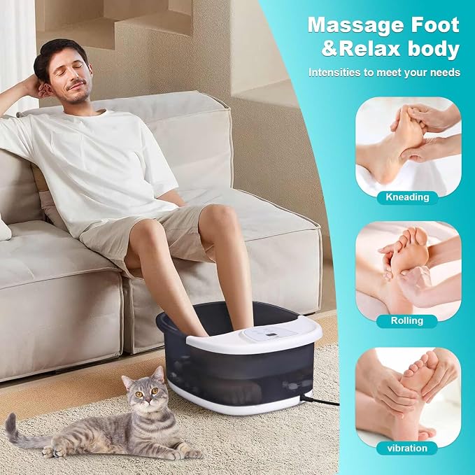 ECARBME Foot Spa Bath Massager with Heat, Foot Soaking Tub with 22 Massage Rollers, Temperature Control, Jets, Bubbles, Epsom Salt and Vibration, Foot Bath soak tub for Relaxation - Grey - Image 3