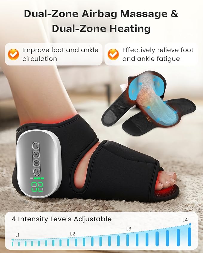 Foot Massager, 3-Mode Foot & Ankle Massager for Pain Relief, Heating Foot Massager with 4 Temperature & 4 Intensity Levels, 15-Min Auto Timer, Ankle Massager - Image 2