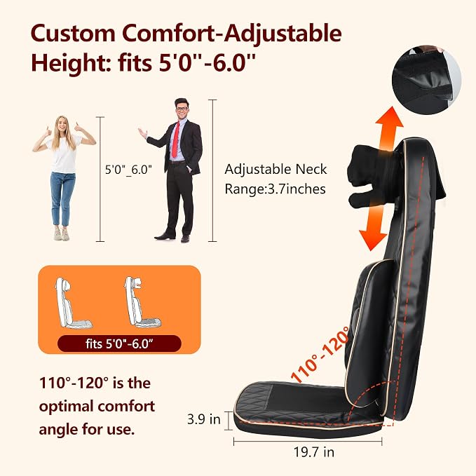 Shiatsu Neck and Back Massager with Heat, Full Back Massage Chair Pad - Image 5