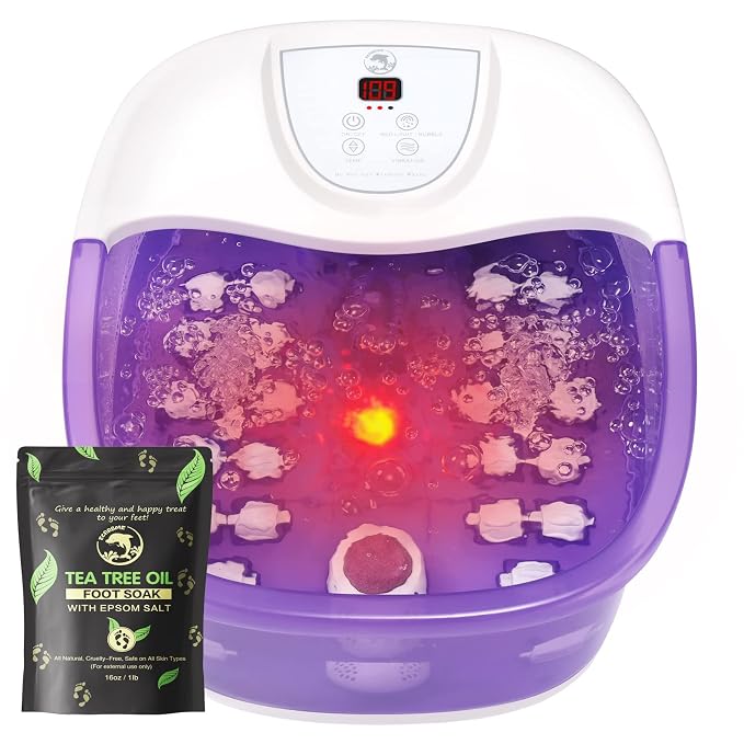 ECARBME Foot Spa Bath Massager with Heat, Foot Soaking Tub with 22 Massage Rollers, Temperature Control, Jets, Bubbles, Epsom Salt and Vibration, Foot Bath soak tub for Relaxation- Purple by ECARBME