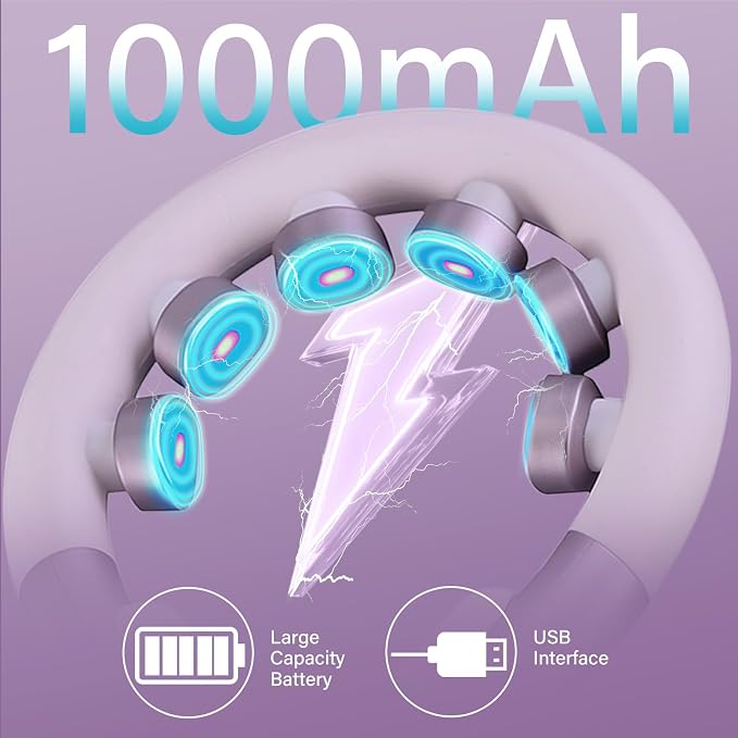 Neck Massager for Pain Relief Deep Tissue with Heat and 10 Massage Patterns & 16 Intensity Steps, Gift for Home or Travel, Purple - Image 8