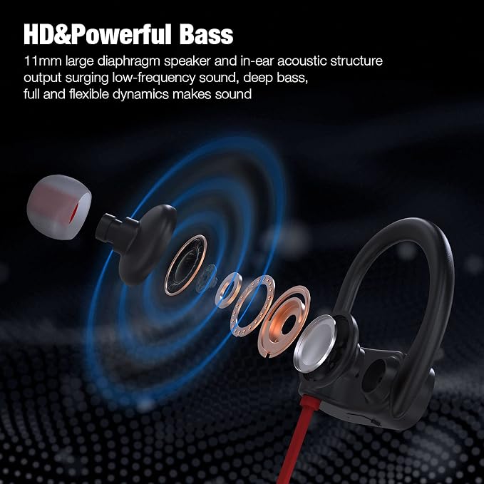 Boean Bluetooth Headphones, Wireless Running Headphones for Workout | Wireless Bluetooth 5.3 Earbuds, IPX7 Waterproof, 16 Hrs Playtime, Stereo Sound Isolation Headsets for Gym - Image 4