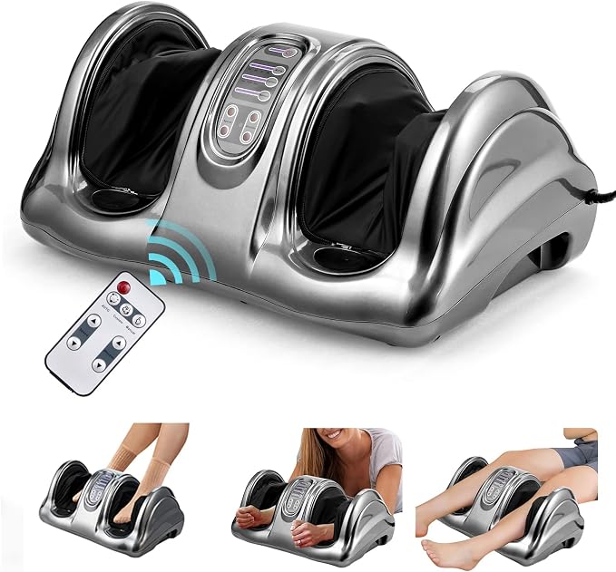 WELLHUT Foot Massager Machine Shiatsu Foot and Calf Massager for Ankle, Calf Leg Arm, Shiatsu Kneading Rolling, Feet Massager Machine, Gifts for Men and Women, Gray by WELLHUT