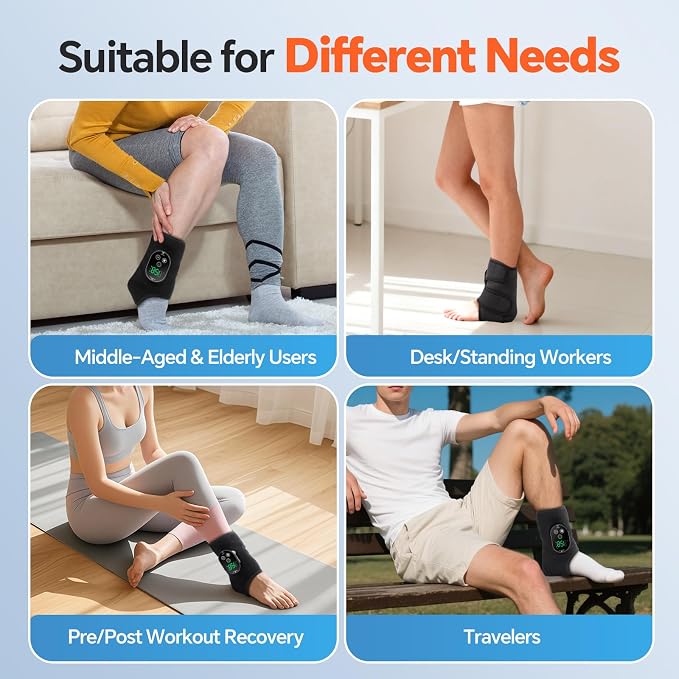 2PCS Cordless Foot Massager for Neuropathy, Foot and Ankle Massager for Pain Relief, 3000mAh Rechargeable Ankle Heating Pad with Massage for Circulation, Black - Image 5