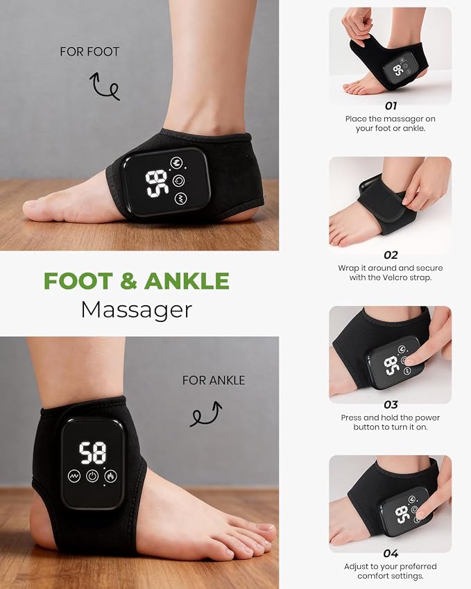Foot Renew Triple Method Massager, 3 in 1 Cordless & Portable Foot and Ankle Massager with 3 Vibration Modes & 3 Heat Levels, for Heel, Arch, and Ankle Comfort & Relief for Home/Office/Travel (1PC) - Image 3
