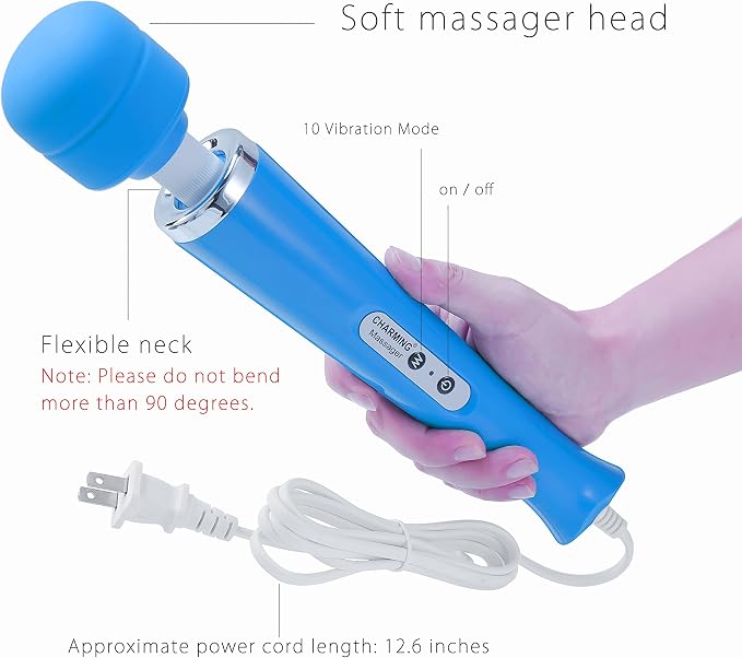 CHARMING Wired Powerful Handheld Back Massager with Strong Personal Therapy Vibration Massager for Sports Recovery, Muscle Aches, Whole Body Pain (Blue) - Image 3
