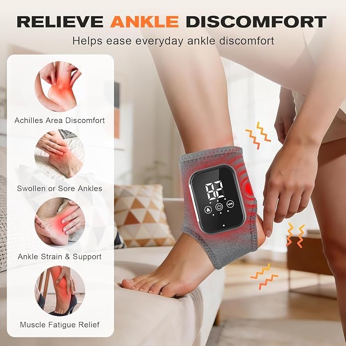 Foot Massager for Neuropathy, 3 Heat & Vibration Levels, Ankle Massager for Heel, Arch & Ankle Relief, Portable for Home or Travel Ideal Gift-Grey - Image 5