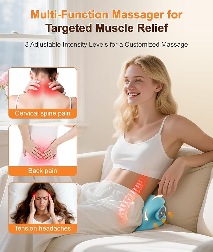 Neck Massager with Heat & Vibration 3 Level Adjustable, Heated Neck Stretcher with 6 Modes, Rechargeable Cervical Traction Device for Pain Relief & Muscle Relaxation, Gift for Women Men - Image 6