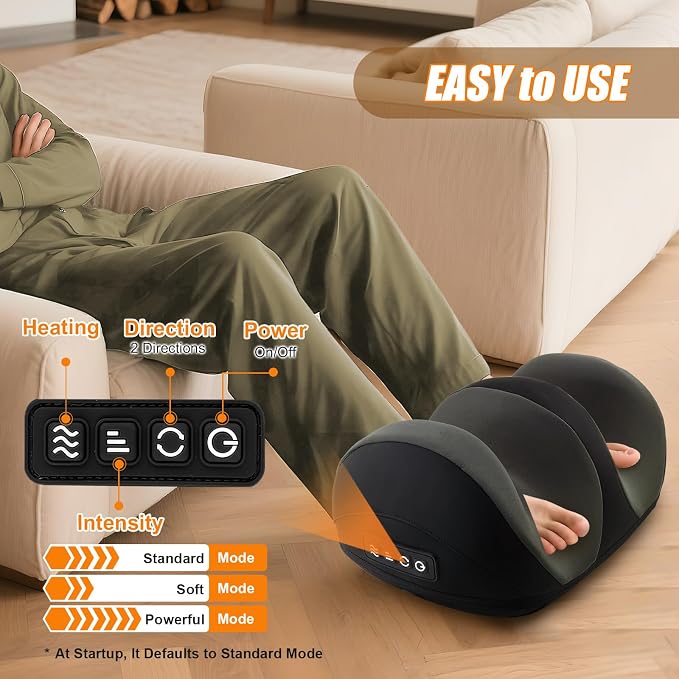 Shiatsu Foot Massager, Foot and Calf Massager with Heat, Black - Image 3