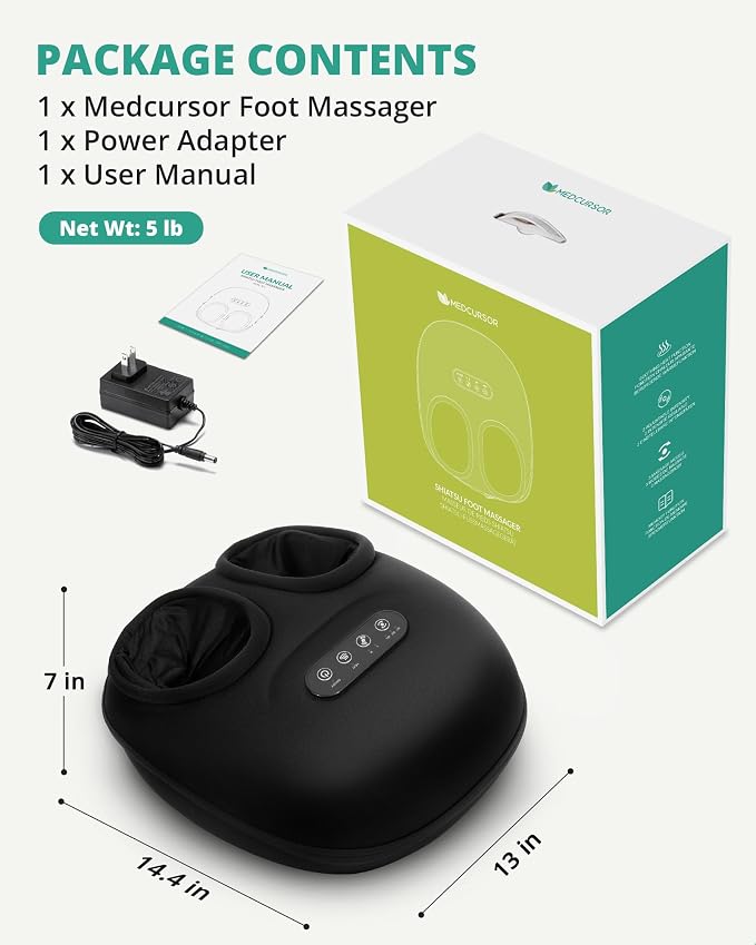 Medcursor Foot Massager with Heat, 2026 Upgraded Shiatsu Foot Massagers for Delivers Pain Relief, Tired, Plantar Fasciitis, Adjustable Air Pressure, Fits Up to 13" - Image 9