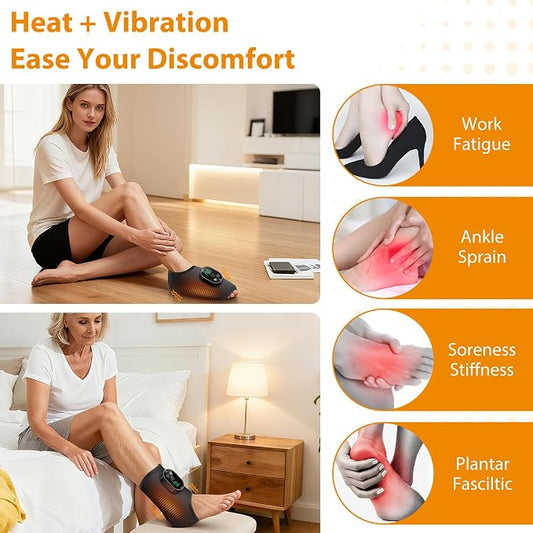 Cordless Neuropathy Foot Massager with Heat, Ankle Massager for Plantar Fasciitis & Swollen Feet Relief, Heating Pad with 6 Temp & 3 Vibration Modes for Pain Relief, Portable Rechargeable - Image 2