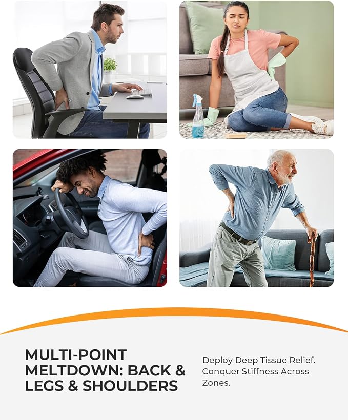 CooCoCo Lower Back Massager with Heat, 2026 Upgraded Back Massager for Pain Relief Deep Relief, 2X Larger Heating Area and Faster Heating, FSA Eligible, HSA Shiatsu Rooling Back Massage - Image 7