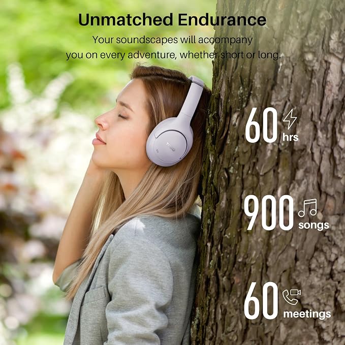 TOZO Hybrid Active Noise Cancelling Headphones, Hi Res Audio | Wireless Over Ear Bluetooth Headset, 60H Playtime, Custom EQ via App Deep Bass Comfort Fit Ear Cups, for Home Office Travel - Image 5