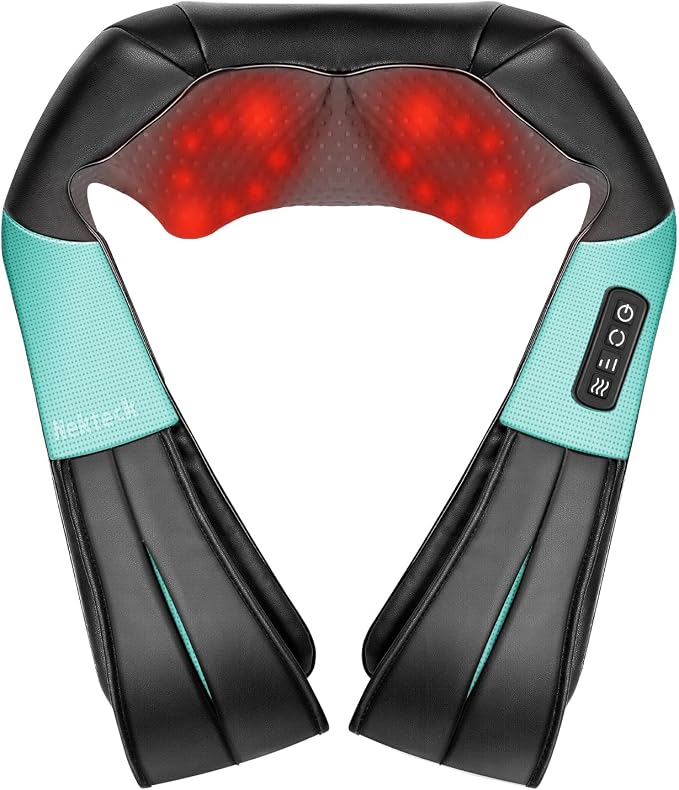 Nekteck Shiatsu Neck Massager with Heat for Pain Relief, NOT Cordless by Nekteck