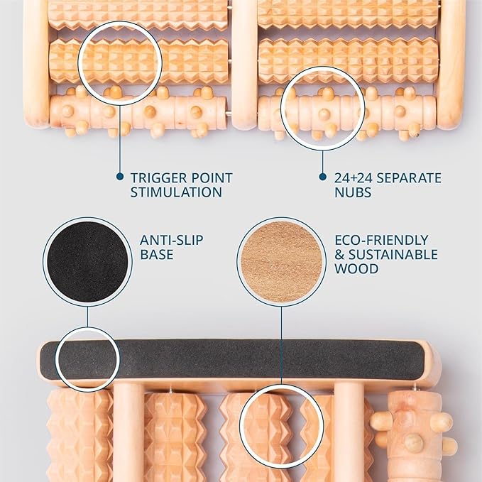 TheraFlow Foot Roller for Plantar Fasciitis Relief and Neuropathy Pain Relief for Feet - Wooden Foot Massager Roller Acupressure Tool with Reflexology Chart - Mom Gifts for Women and Men - Image 6
