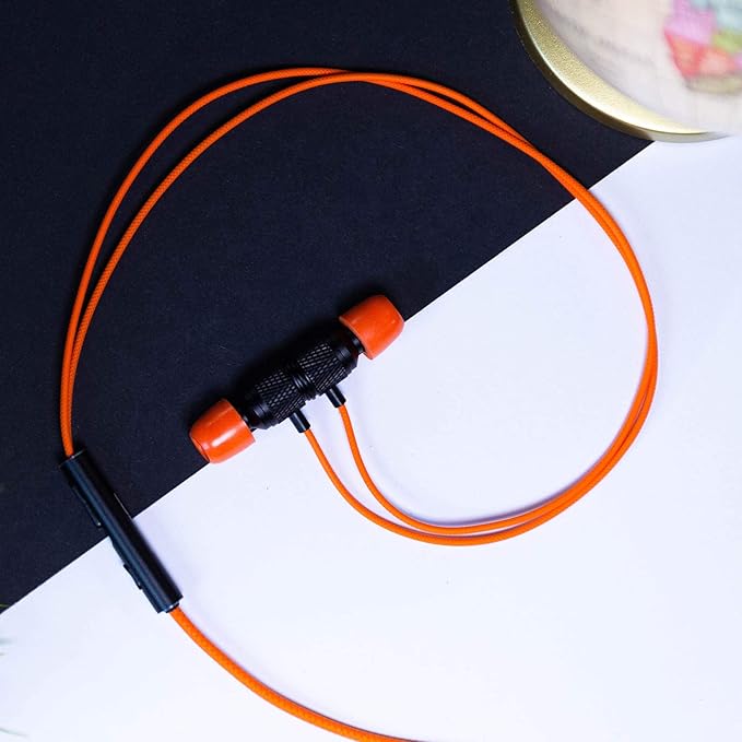 LUDOS Ultra Wired Earbuds in-Ear Headphones, 5 Years Warranty, Earphones with Microphone, Noise Isolating Ear Buds, Memory Foam for iPhone, Samsung, School Students, Kids, Women, Small Ears - Orange - Image 2