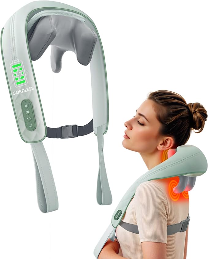 Snailax Cordless Neck Massager with Heat, Shiatsu Neck Shoulder Massager for Pain Relief Deep Tissue, 4D Kneading Shiatsu Back Massage Pillow, Gifts for Women, Men by Snailax