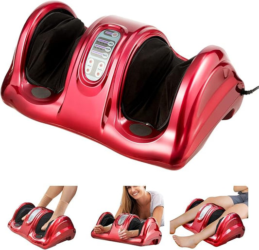 WELLHUT Foot Massager Machine Shiatsu Foot and Calf Massager for Ankle, Calf Leg Arm, Shiatsu Kneading Rolling, Feet Massager Machine, Gifts for Men and Women, Red by WELLHUT