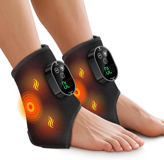 2PCS Cordless Foot Massager for Neuropathy, Foot and Ankle Massager for Pain Relief, 3000mAh Rechargeable Ankle Heating Pad with Massage for Circulation, Black by BAISEMAIN