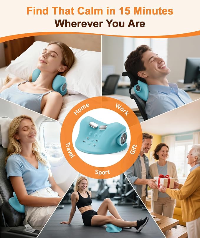 Neck Massager with Heat & Vibration 3 Level Adjustable, Heated Neck Stretcher with 6 Modes, Rechargeable Cervical Traction Device for Pain Relief & Muscle Relaxation, Gift for Women Men - Image 7