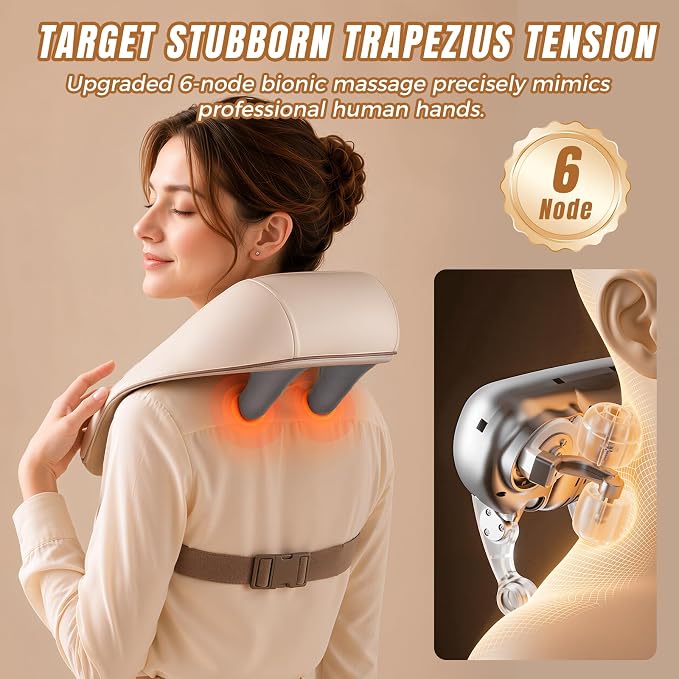 6 Nodes Cordless Neck & Shoulder Massager - Hands-Free Wearable Massage - Image 3