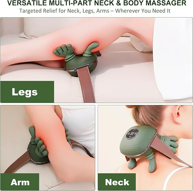 Neck Massager with Heat, Bionic Shiatsu Neck and Shoulder Massager with 4D Kneading Fingers, LCD Display & Adjustable Intensity, Heated Neck Massage Device Simulates Real Palm to Relax Muscle Tension - Image 6