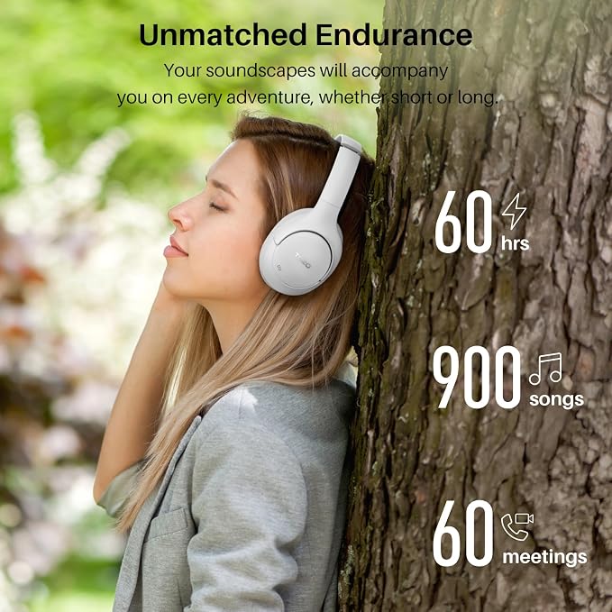 TOZO Hybrid Active Noise Cancelling Headphones, Hi Res Audio | Wireless Over Ear Bluetooth Headset, 60H Playtime, Custom EQ via App Deep Bass Comfort Fit Ear Cups, for Home Office Travel - Image 5