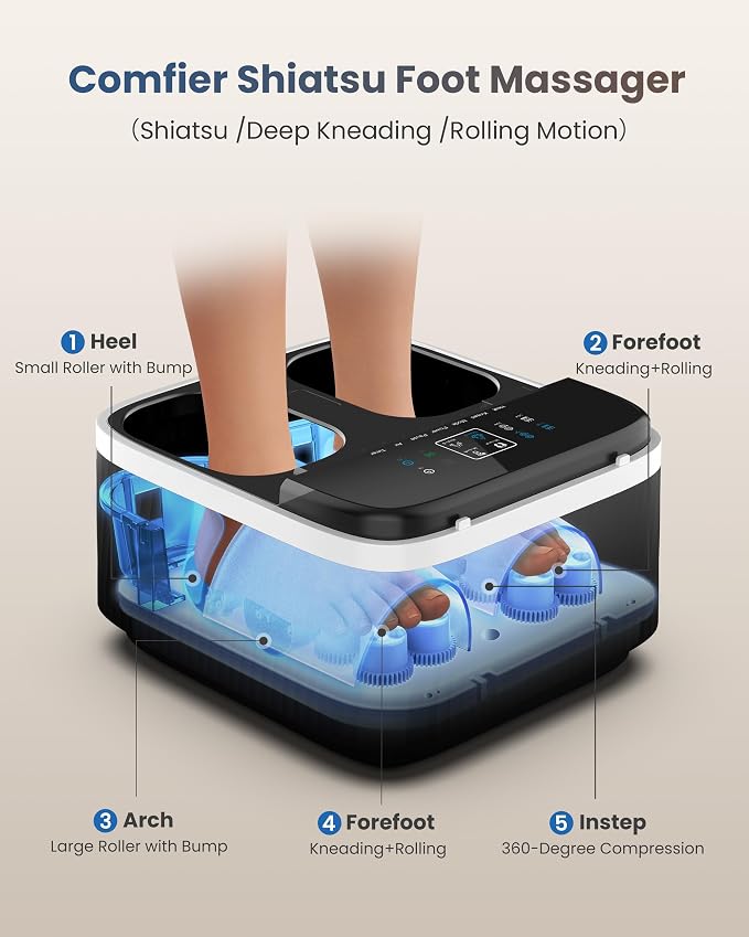 COMFIER Shiatsu Foot Massager with Heat for Neuropathy Plantar Fasciitis, Feet Massage Machine with Deep Kneading Rolling Compression and Remote Control - Image 2
