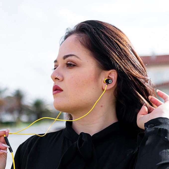 LUDOS Ultra Wired Earbuds in-Ear Headphones, 5 Years Warranty, Earphones with Microphone, Noise Isolating Ear Buds, Memory Foam for iPhone, Samsung, School Students, Kids, Women, Small Ears - Yellow - Image 4