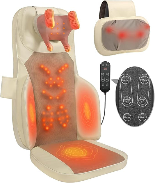 Back Massager for Chair with Dual Neck Modules and Heat, Beige by Makerzone3DPrinterParts