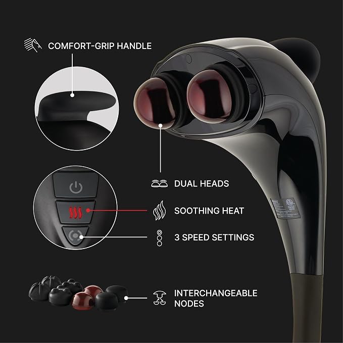 Homedics Handheld Back Massager with Heat, Deep Tissue Percussion Massager - Image 3