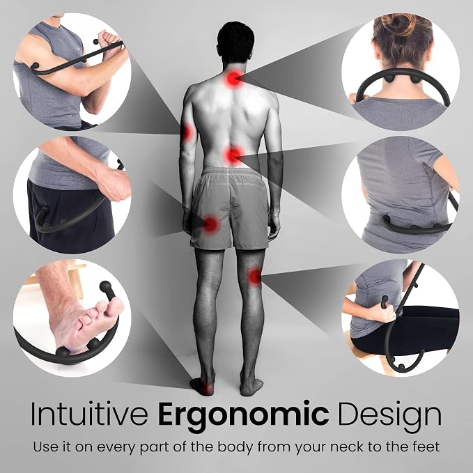 LiBa Back Massager Trigger Point Cane, Deep Tissue Back Neck Massager Black - Image 5