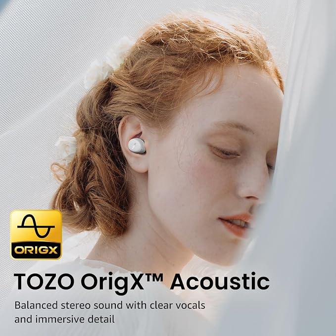 TOZO A1 Wireless Earbuds Bluetooth 5.3 Light Weight in Ear Headphones | IPX5 Waterproof,2 Mics for AI Calls,Immersive Premium Sound Bass Headset with Charging Case,32 EQ via App Matte White - Image 5