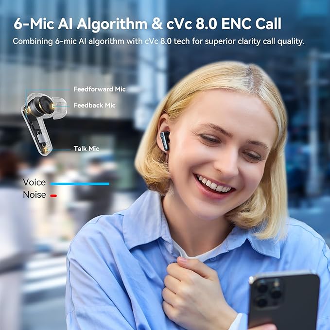 EarFun Air Pro 4 Adaptive Hybrid Noise Canceling Wireless Earbuds, Qualcomm Snapdragon Sound, aptX™ Lossless, 6 Mics AI CVC 8.0 Call, LDAC Hi-Res Audio, 52H Playtime, Bluetooth 5.4, in-Ear Detection | Qualcomm Snapdragon Sound, aptX Lossless, LDAC Hi-R... - Image 5