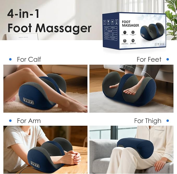 Shiatsu Foot Massager, Foot and Calf Massager with Heat, Blue - Image 5