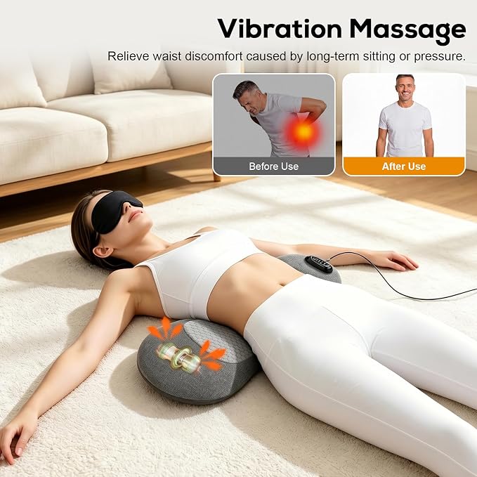 Upgraded Triple Fusion Back Massager with Heat, Vibration & Stretch, Grey - Image 6