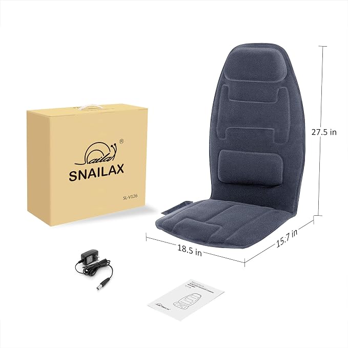 Snailax Massage Seat Cushion with Heat - Extra Memory Foam Support Pad in Neck and Lumbar,10 Vibration Massage Motors, 2 Heat Levels, Back Massager Chair Pad for Back - Image 9