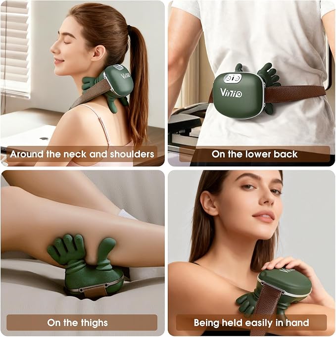 Vinid Bionic Neck and Shoulder Massager with Heat, 4D Kneading Massage, Simulated Human Hand Design for Pain Relief and Muscle Relax, Neck Massager Pillow Ideal for Valentines Gift, Green - Image 8