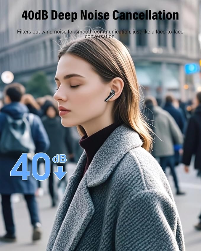 Wireless Earbuds, Bluetooth 5.4 Headphones Bass Stereo/Clear Calls, Black | Ear Buds with Noise Cancelling Mic LED Display in Ear Earphones IP7 Waterproof 36H Bluetooth Earbuds for Phones/Sport/Laptop - Image 3