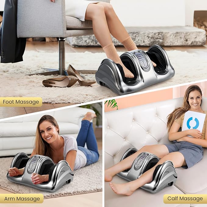 WELLHUT Foot Massager Machine Shiatsu Foot and Calf Massager for Ankle, Calf Leg Arm, Shiatsu Kneading Rolling, Feet Massager Machine, Gifts for Men and Women, Gray - Image 5