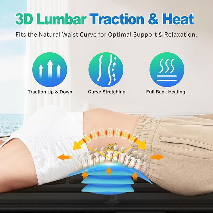 Full Body Massage Mat with Heat, Vibration Massage Mattress Pad with Lumbar Support Cushion, Foldable Massage Mat for Bed, Sofa & Floor, Relaxation & Comfort - Image 4