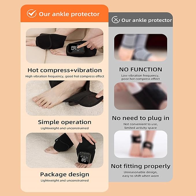 2PCS Foot Renew Massager for Neuropathy, Portable Triple Method Ankle Wrap with 3 Vibration Modes, Massager for Heel, Arch & Ankle Relief(Black) - Image 7