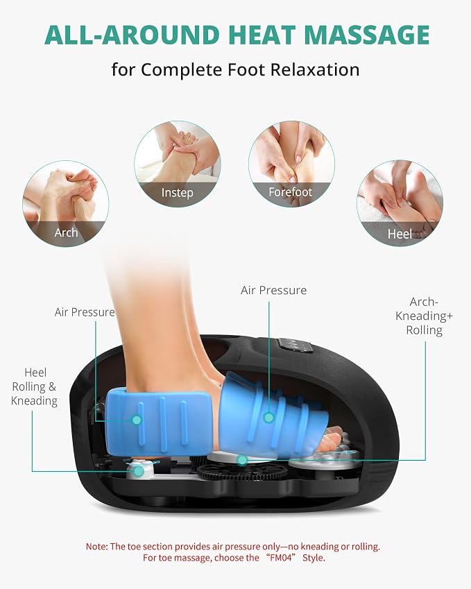 Medcursor Foot Massager with Heat, 2026 Upgraded Shiatsu Foot Massagers for Delivers Pain Relief, Tired, Plantar Fasciitis, Adjustable Air Pressure, Fits Up to 13" - Image 4