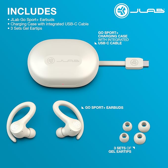 JLab, Go Sport+, True Wireless Workout Earbuds, Bluetooth Sport Earbuds, Clear Calling, Sand - Image 4
