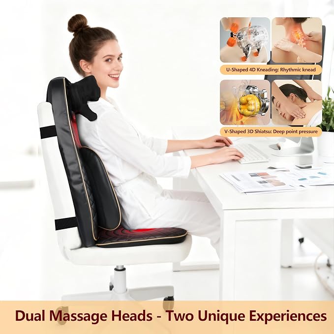 Shiatsu Neck and Back Massager with Heat, Full Back Massage Chair Pad - Image 4
