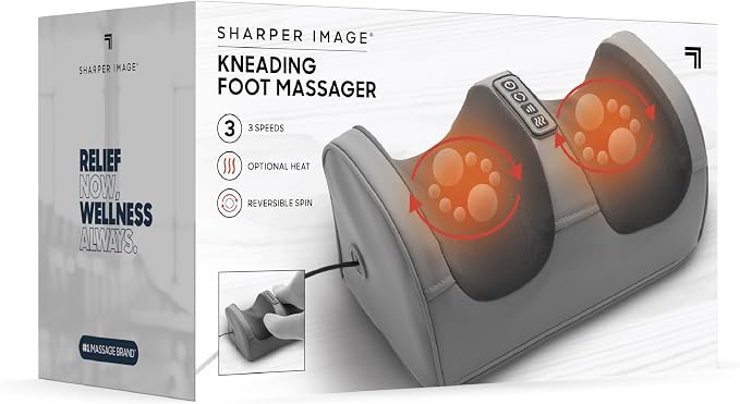 Sharper Image® Kneading Foot Massager with Heat – Deep Rolling Massage with 3 Speeds, Reversible Spin & Optional Heat | Compact Feet Massager| Masajeador| Wellness & Relaxation Gift for Women & Men - Image 5