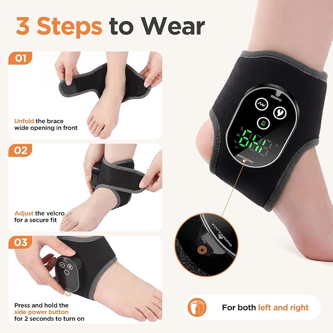 2-Pack Heated Ankle Massager, Cordless Foot Massager & Ankle Heating Pad - Image 6