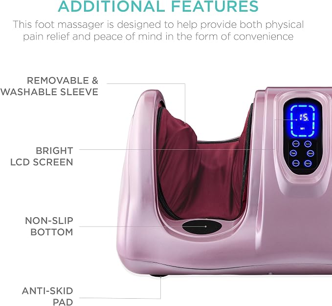 Best Choice Products Shiatsu Foot Massager for Pain Relief, Plantar Fasciitis, Neuropathy, Blood Circulation, Remote Control w/Compact Design - Rose - Image 6