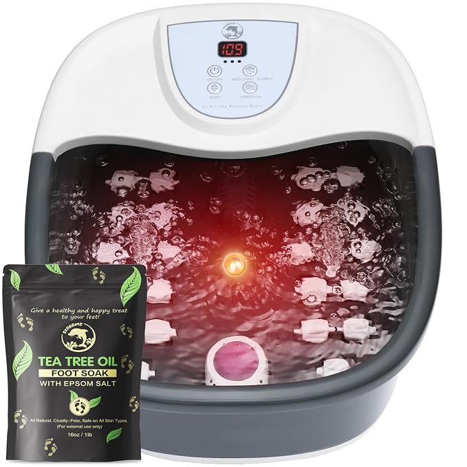 ECARBME Foot Spa Bath Massager with Heat, Foot Soaking Tub with 22 Massage Rollers, Temperature Control, Jets, Bubbles, Epsom Salt and Vibration, Foot Bath soak tub for Relaxation - Black by ECARBME