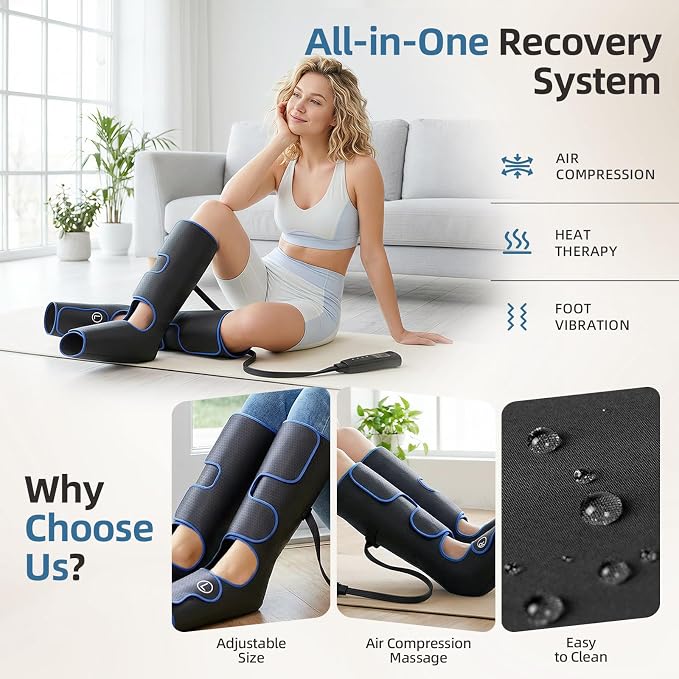 MEKZU Air Compression Leg Massager with Heat, 6 Massage Modes, Foot Boots - Image 6